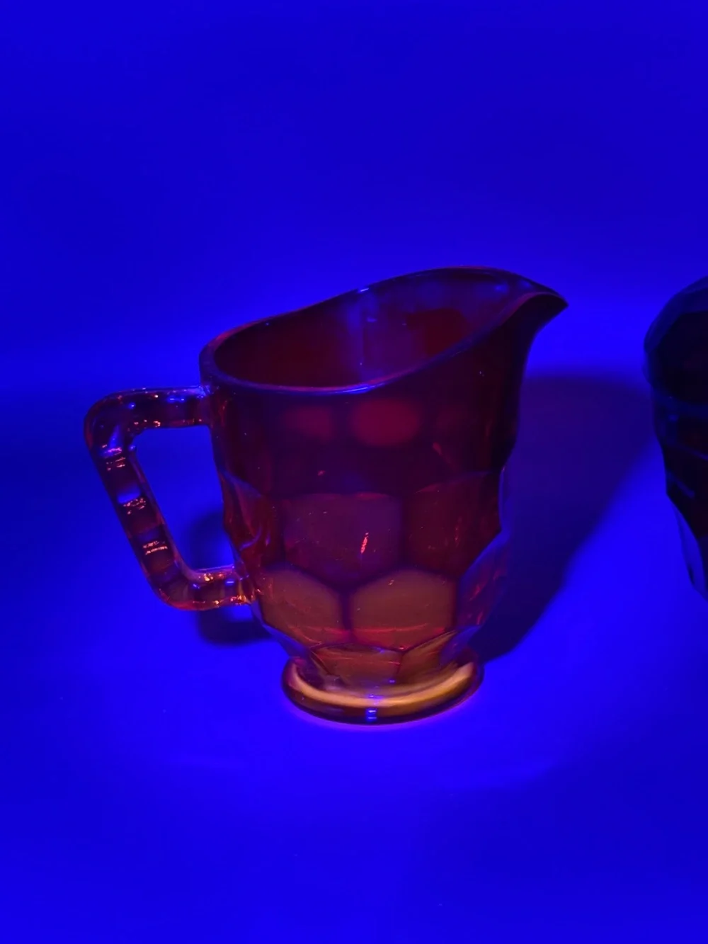 Vintage Viking Glass Georgian Ruby Red Amberina Covered Sugar & Creamer GLOWS